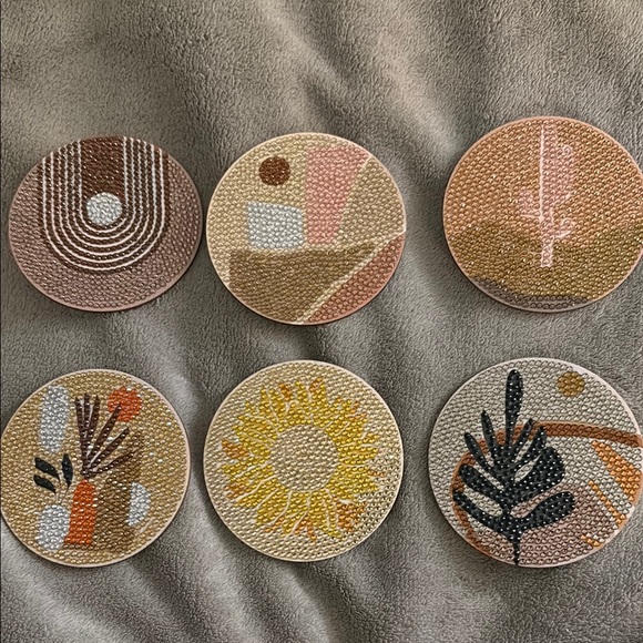 Other - Set of 6 Boho Coasters with Abstract Designs